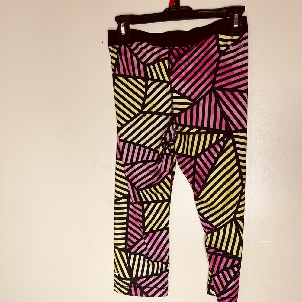Nike Dri-Fit Pro Training Capris-Pink/Volt - Picture 2 of 3